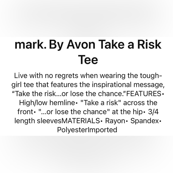 mark. By Avon Take a risk women’s tee’s - Picture 2 of 6